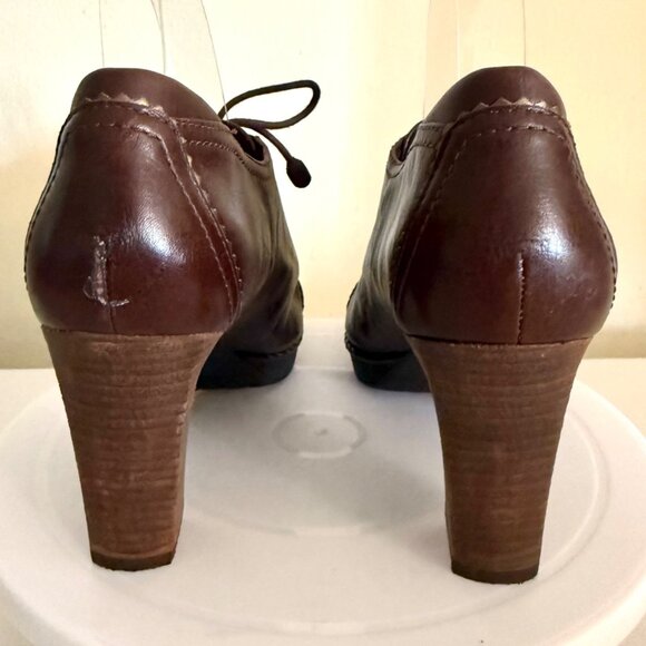 Rockport Womens Oxford Heels Size 9.5 Brown Leather Lace Up Comfort Retro Style - Picture 12 of 16